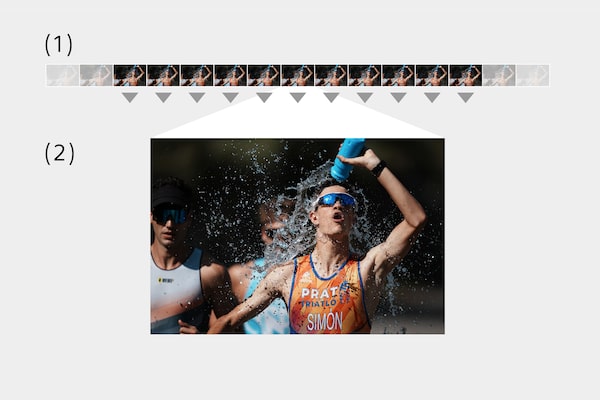 Example image of a triathlete splashing water onto his face