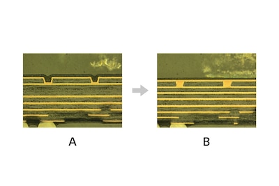 Image comparing normal via with filled via