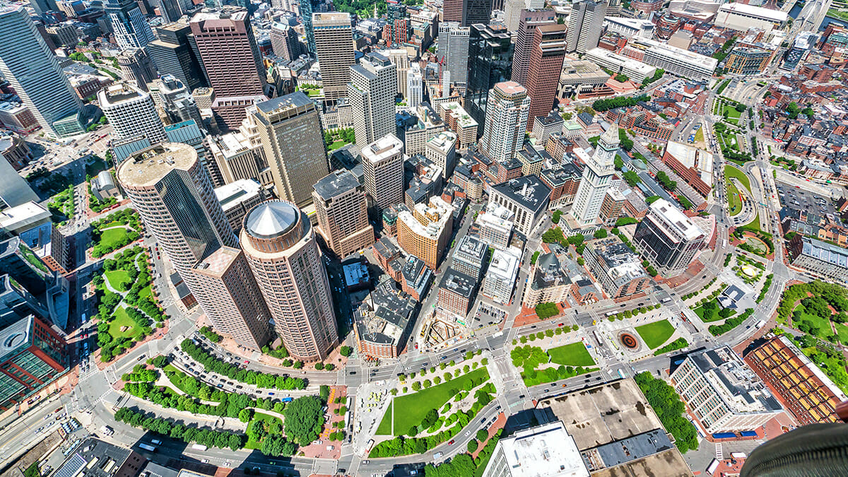 Aerial photo of Greenway with the surrounding city.